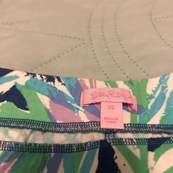 Lilly Pulitzer Green and Pink Leaf A-Line Skirt - Picture 3 of 5
